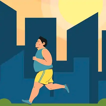 illustration d'une personne en surpoids qui fait du sport